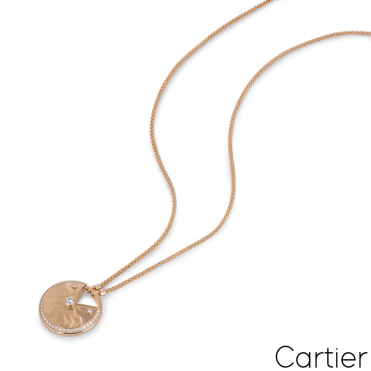 Cartier Rose Gold Guilloche Amulette De Cartier Necklace